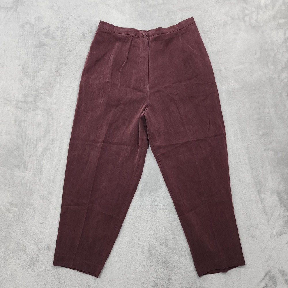 Vintage Studio Works Pants Womens 12 Red Burgundy High Rise Tapered Tencel Blend